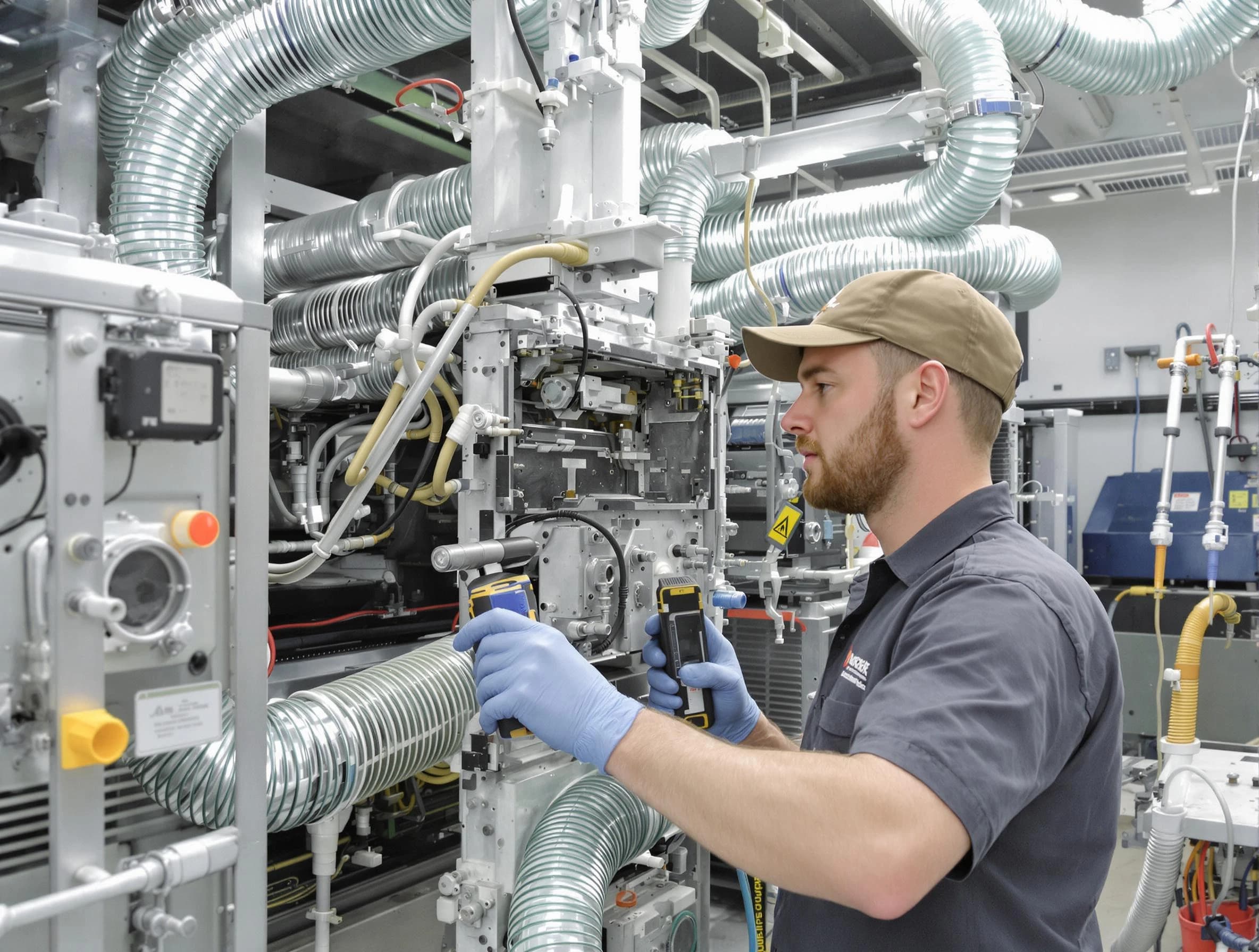 Stonecrest Air Duct Cleaning technician performing precision commercial coil cleaning at a business facility in Stonecrest