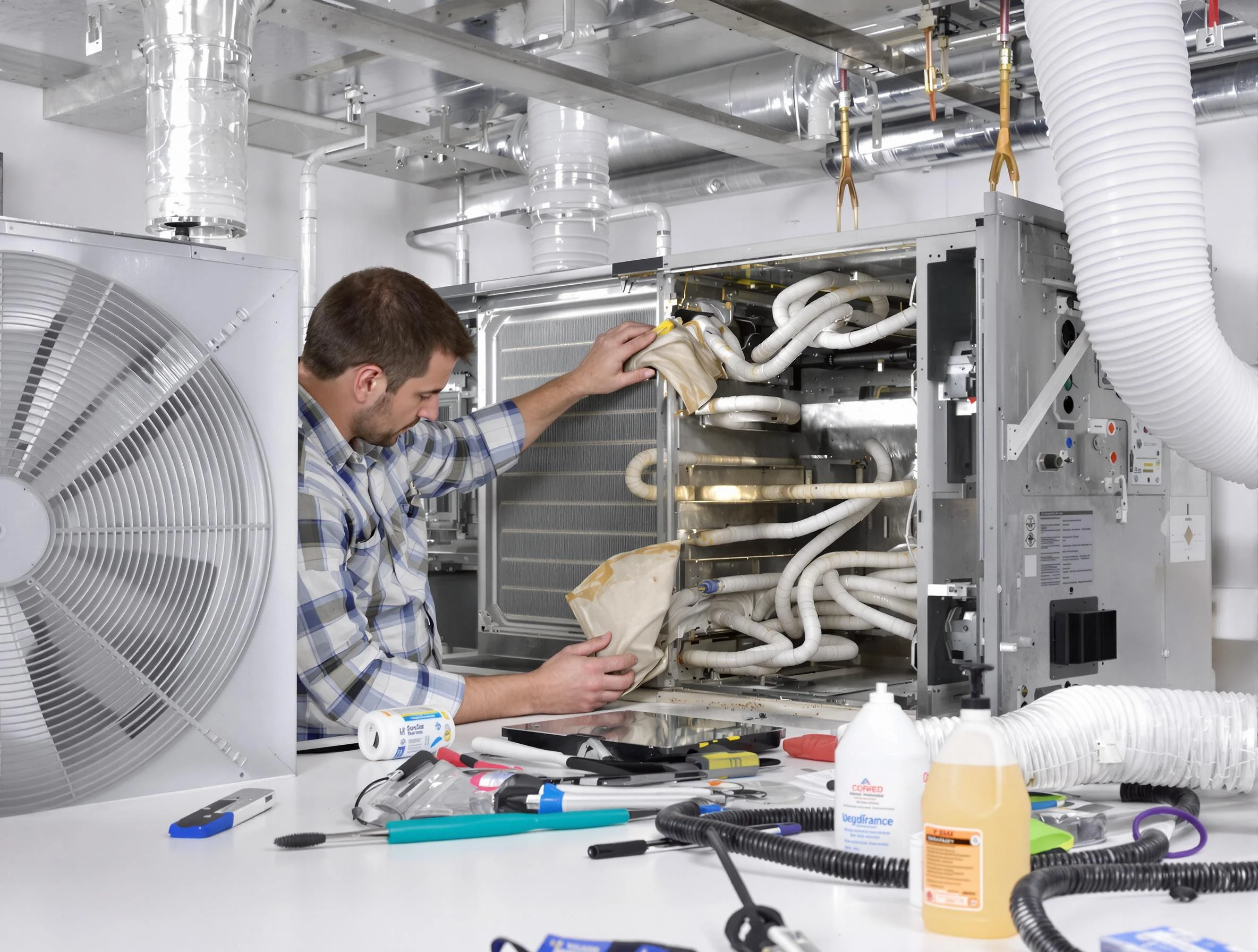 Stonecrest Air Duct Cleaning specialist performing precision AC coil cleaning in Stonecrest