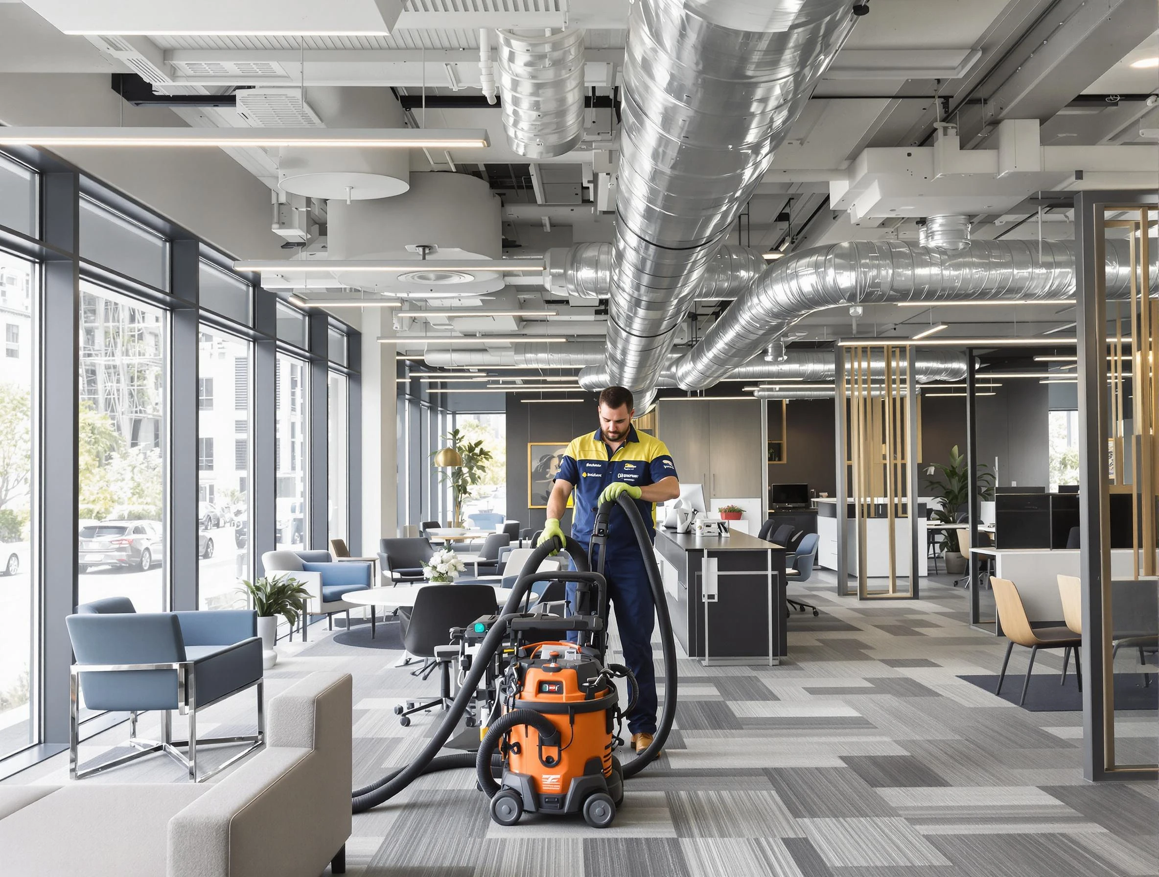 Stonecrest Air Duct Cleaning team performing thorough commercial duct cleaning at a Stonecrest business center